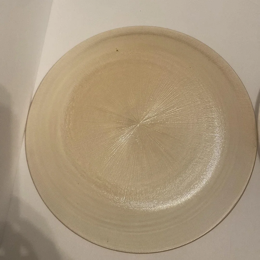 Amber‎ Iridescent Carnival Glass Plates Impressed Pinwheel Starburst Set Of 4